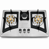 Crown CR-15S Built-In Gas Hob – 3 Burner Stainless Steel Cooktop for Modern Kitchens | 1-Year Official Brand Warranty