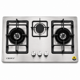 Crown CR-11S Built-In Gas Hob – 2 Burner Stainless Steel Cooktop for Compact Kitchens | 1 Year Brand Warranty