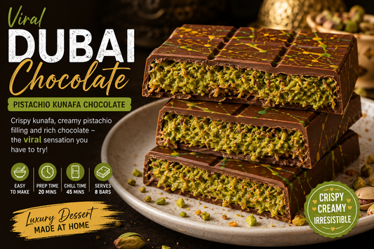 Dubai Chocolate Recipe with Pistachio Kunafa Filling