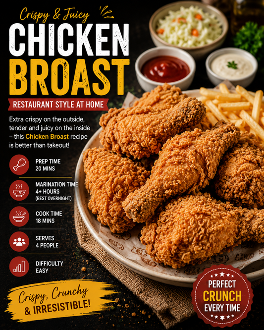 Crispy Chicken Broast Recipe (Restaurant Style)