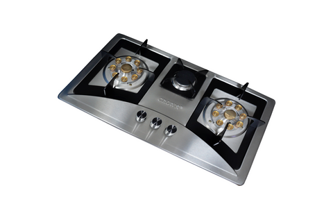 Crown CR-15S Built-In Gas Hob – 3 Burner Stainless Steel Cooktop for Modern Kitchens