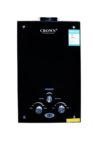 Crown Instant Geyser IG-3B-7L – 7 Litre Imported Water Heater with Digital Display, Full Black Glass Top, 1kg Heat Exchanger & 1-Year Brand Warranty ✅