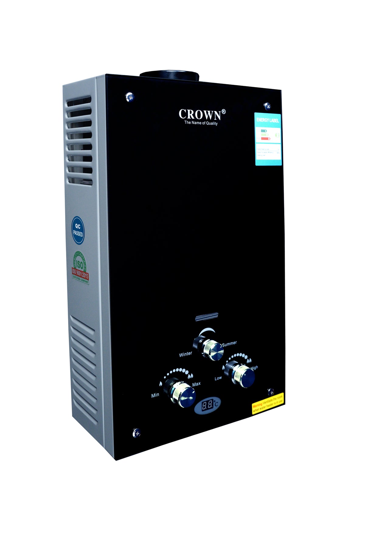 Crown Instant Geyser IG-3B-7L – 7 Litre Imported Water Heater with Digital Display, Full Black Glass Top, 1kg Heat Exchanger & 1-Year Brand Warranty ✅