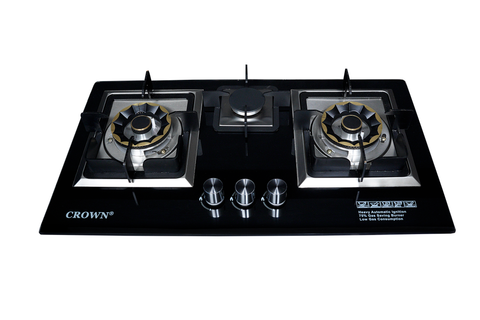 The NEW Crown CR-19G Built-In Gas Hob – 3 Burner Tempered Glass Cooktop with Auto Ignition for Modern Kitchens | 1-Year Brand Warranty