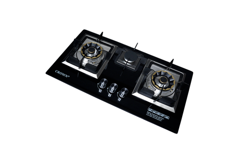 The NEW Crown CR-19G Built-In Gas Hob – 3 Burner Tempered Glass Cooktop with Auto Ignition for Modern Kitchens | 1-Year Brand Warranty