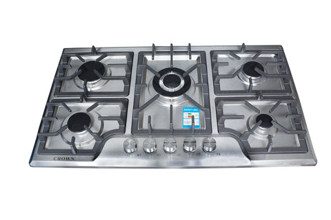 Crown CR-1A Built-In Gas Hob – Single Burner Compact Stainless Steel Cooktop for Small Kitchens
