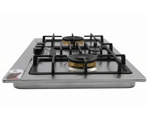 Crown CR-3114 Built-In Gas Hob – 3 Burner Stainless Steel Cooktop with Auto Ignition