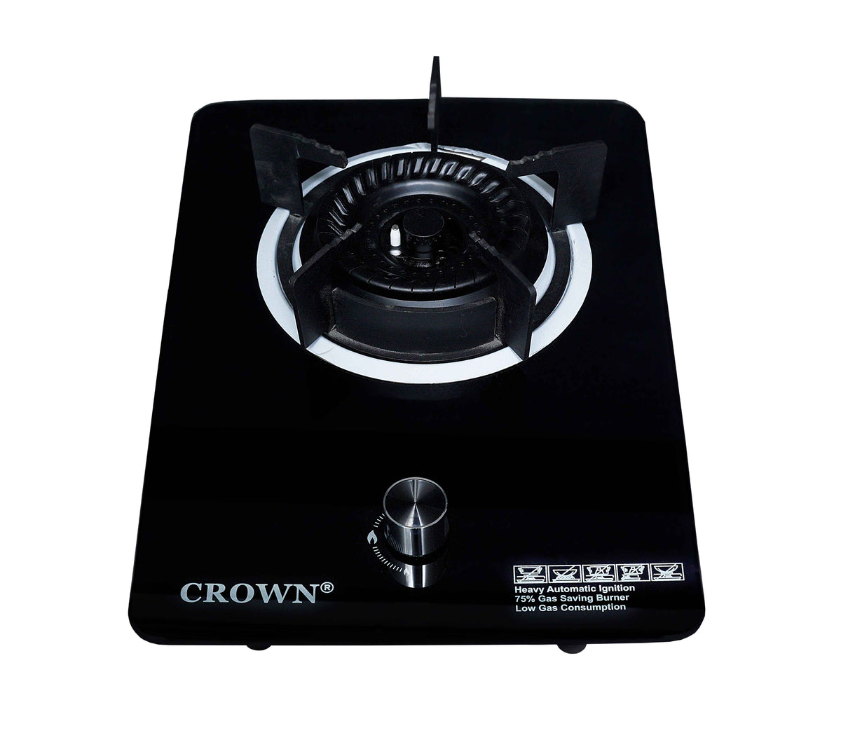 Crown CR-S1G Single Burner Built-In Gas Hob – Premium Glass Top Cooktop with Auto Ignition & Compact Design ✅
