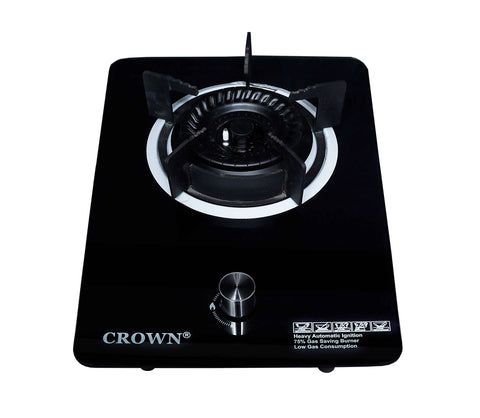 Crown CR-S1G Single Burner Built-In Gas Hob – Premium Glass Top Cooktop with Auto Ignition & Compact Design ✅