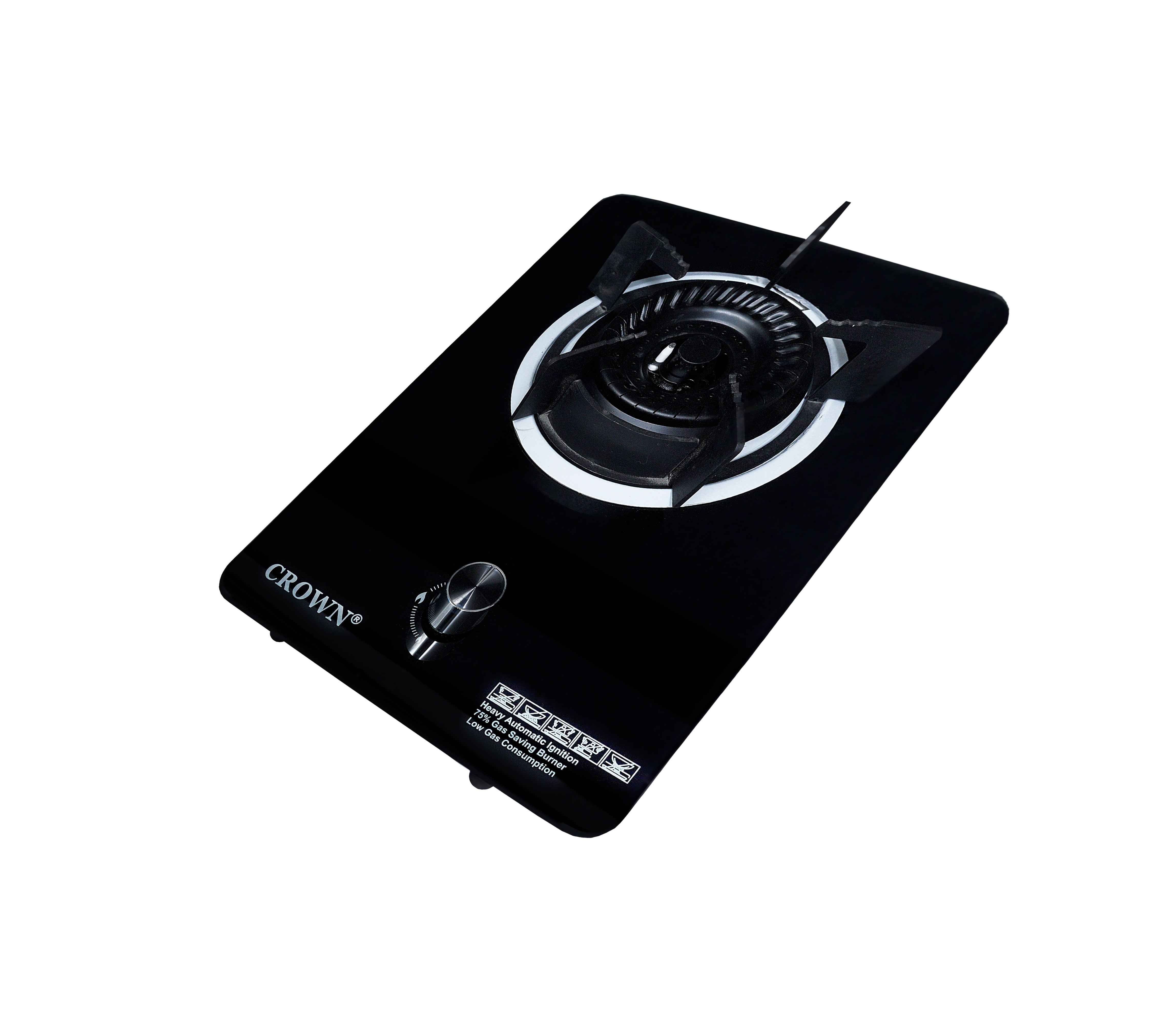 Crown CR-S1G Single Burner Built-In Gas Hob – Premium Glass Top Cooktop with Auto Ignition & Compact Design ✅