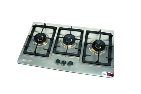 Crown CR-3113 Built-In Gas Hob – 3 Burner Stainless Steel Cooktop with Auto Ignition
