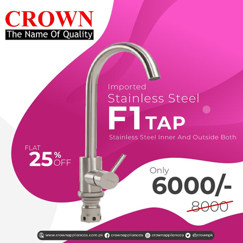 Crown F1 Stainless Steel Kitchen Faucet – Durable Single Handle Sink Tap with Modern Design