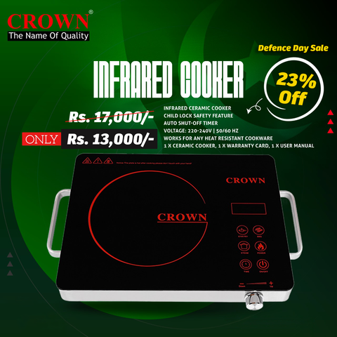 Crown Infrared Cooker/Hot Plate 666 – Rapid Heating Electric Cooktop with Energy Efficient Infrared Technology, Smart Controls & Brand Warranty ✅