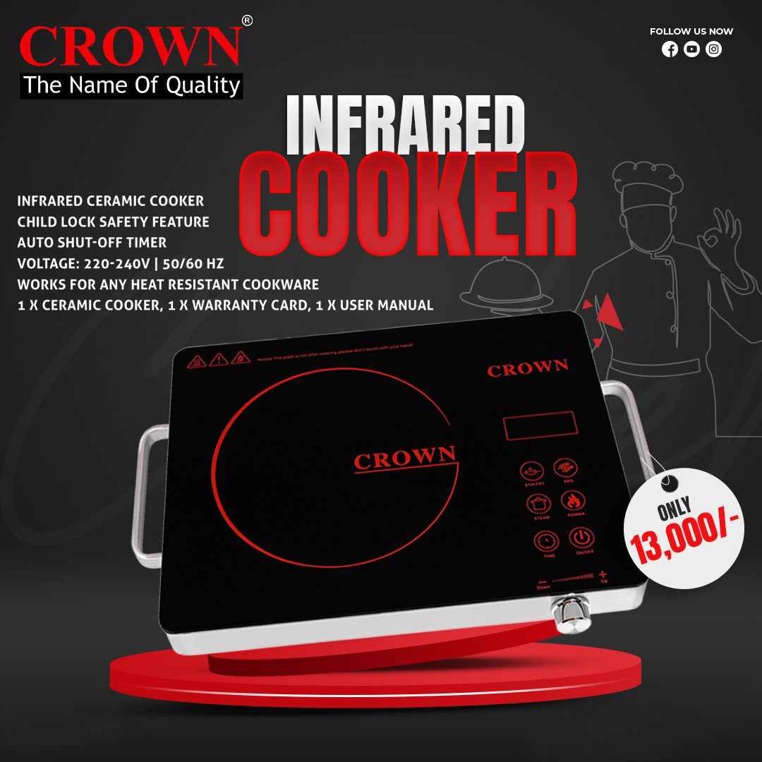 Crown Infrared Cooker/Hot Plate 666 – Rapid Heating Electric Cooktop with Energy Efficient Infrared Technology, Smart Controls & Brand Warranty ✅
