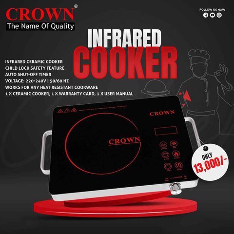 Crown Infrared Cooker/Hot Plate 666 – Rapid Heating Electric Cooktop with Energy Efficient Infrared Technology, Smart Controls & Brand Warranty ✅