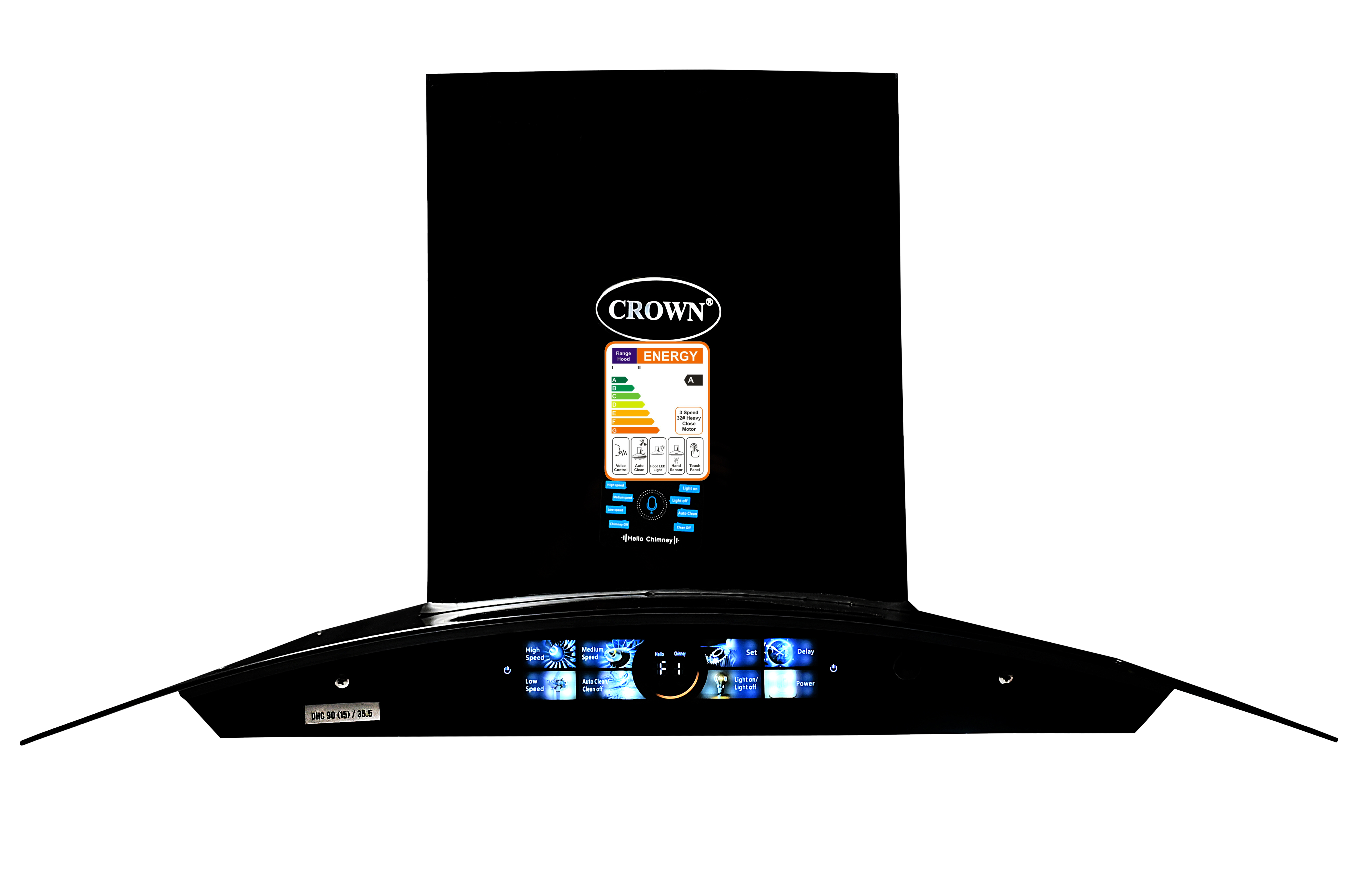 Crown 75(15) Kitchen Range Hood – 75cm Stainless Steel Chimney Hood with Powerful Suction & LED Lights