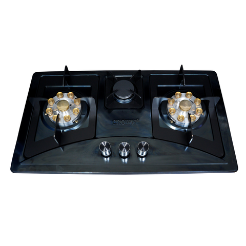 Crown CR-15B Built-In Gas Hob – 3 Burner Stainless Steel Cooktop for Modern Kitchens