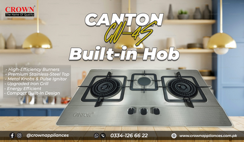 Canton CN-4S Built-In Gas Hob – 2 Burner Stainless Steel Cooktop with Auto Ignition & Space-Saving Design for Compact Kitchens ✅