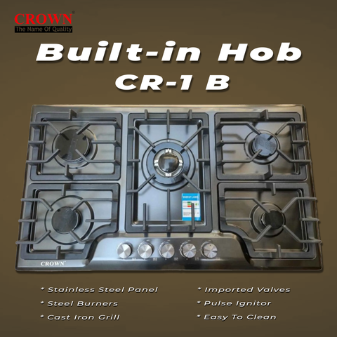 Crown CR-1B Built-In Gas Hob – Single Burner Compact Cooktop for Small Kitchens