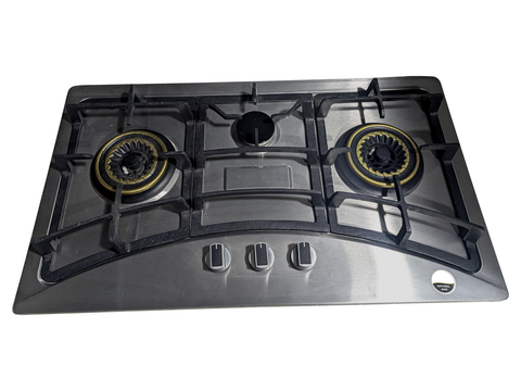 Crown CR-3110 Built-In Gas Hob – 3 Burner Stainless Steel Cooktop with Auto Ignition