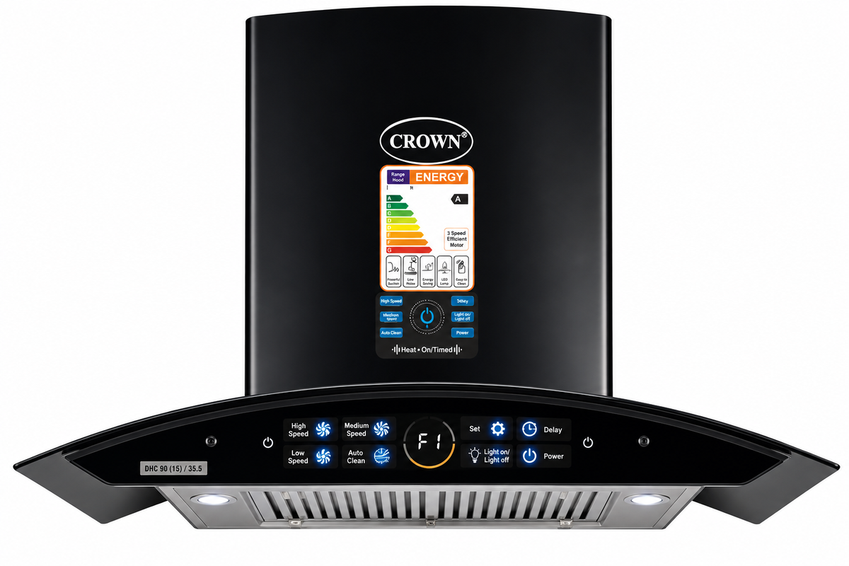 Crown 75(15) Kitchen Range Hood – 75cm Stainless Steel Chimney Hood with Powerful Suction, LED Lights & Official Brand Warranty