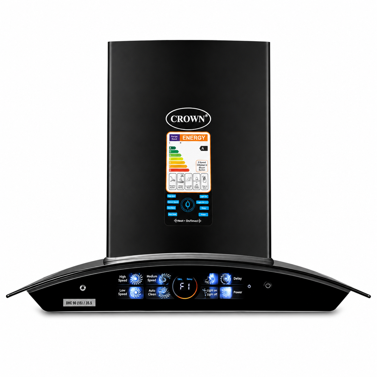 Crown 70(15) Kitchen Range Hood – 70cm Stainless Steel Chimney Hood with Powerful Suction, LED Lights & Official Brand Warranty