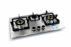 Crown CR-10S Built-In Gas Hob – 3 Burner Stainless Steel Cooktop with Auto Ignition & Official Brand Warranty