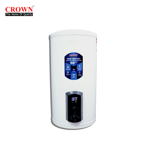Crown EG-14G 50L Electric Geyser | Solar-Supported Water Heater with Digital Control Panel, Imported Heating Element & Durable ABS Body