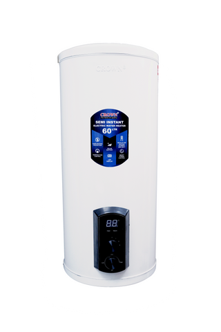 Crown EG-16G 60L Electric Geyser | Solar-Supported Water Heater with Digital Control Panel, Imported Heating Element & Durable ABS Body