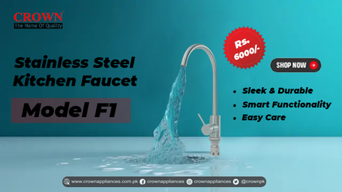 Crown F1 Stainless Steel Kitchen Faucet – Durable Single Handle Sink Tap with Modern Design