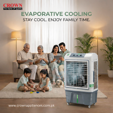 Crown Room Cooler CR-2000 – Powerful AC/DC Air Cooler with High Airflow, Energy Efficient Motor & 1-Year Brand Warranty ✅