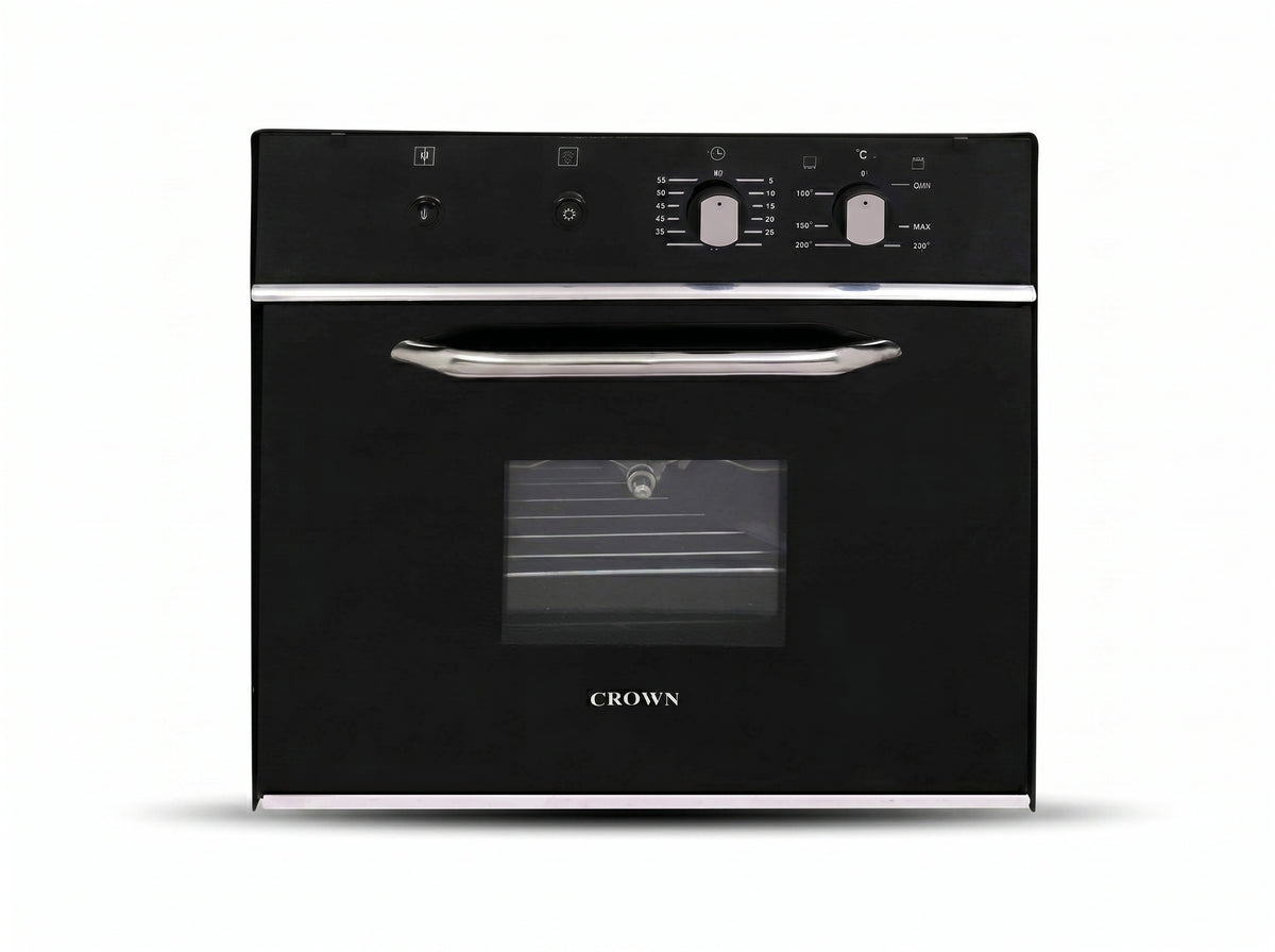 Crown 45L Built-In Gas Oven – Black Kitchen Oven with NG & LPG Compatibility