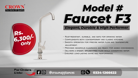 Crown F3 Stainless Steel Kitchen Faucet – Modern Sink Tap with Durable Single Handle Design