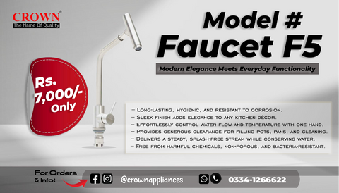 Crown F5 Stainless Steel Kitchen Faucet – Durable Single Handle Sink Tap with Modern Sleek Design