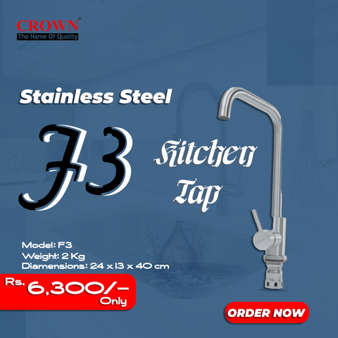 Crown F3 Stainless Steel Kitchen Faucet – Modern Sink Tap with Durable Single Handle Design