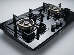 Crown CR-13B Built-In Hob – 3 Burner Gas Stove with Copper Valve, Long Nozzle, Iron Grill & Stainless Steel Top | 1 Year Brand Warranty
