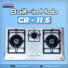 Crown CR-11S Built-In Gas Hob – 2 Burner Stainless Steel Cooktop for Compact Kitchens - Crown Appliances