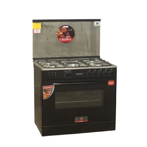 Crown 34-LB1 Cooking Range – 34-Inch 5 Burner LPG Gas Stove with Brass Burners, Stainless Steel Top, Auto Ignition & Non-Magnetic Body ✅