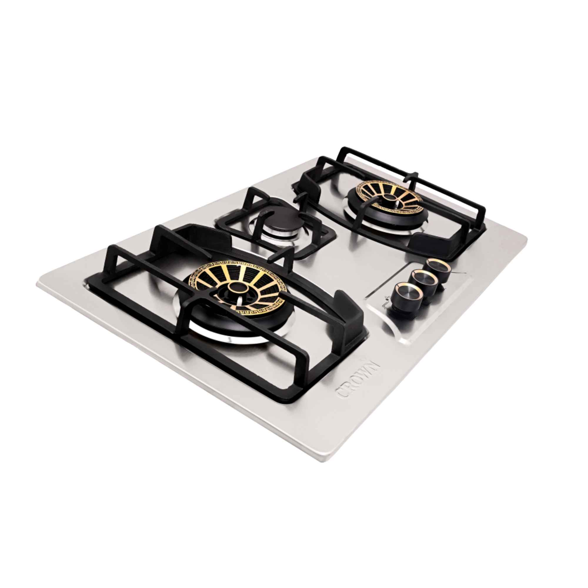 Crown CR-3111S Built-In Gas Hob – 3 Burner Stainless Steel Cooktop with Auto Ignition for Modern Kitchens