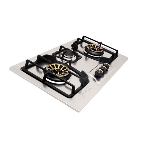 Crown CR-3111S Built-In Gas Hob – 3 Burner Stainless Steel Cooktop with Auto Ignition for Modern Kitchens