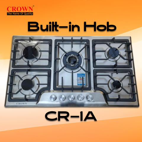 Crown CR-1A Built-In Gas Hob – Single Burner Compact Stainless Steel Cooktop for Small Kitchens