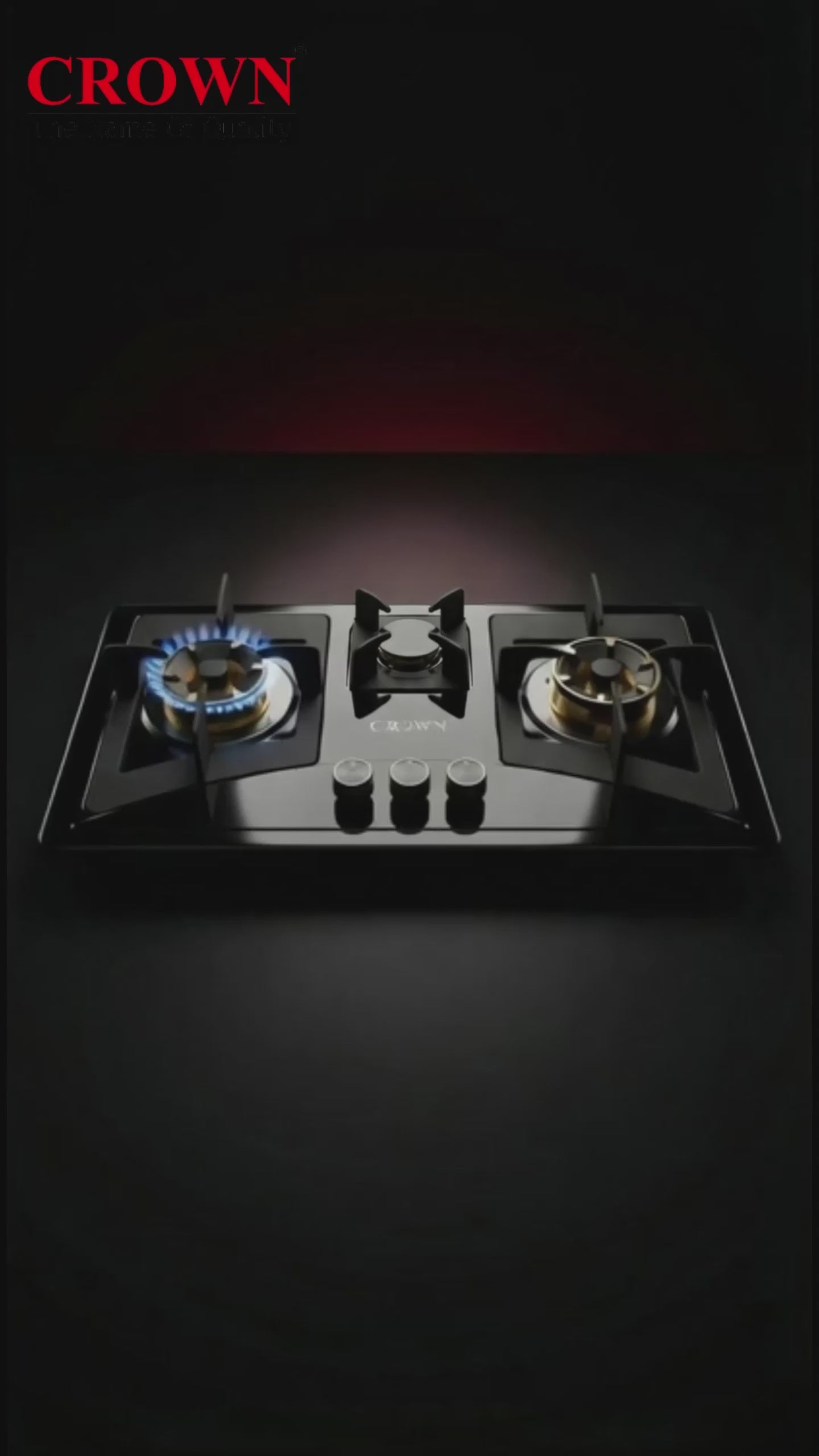 Crown CR-15B Built-In Gas Hob – 3 Burner Stainless Steel Cooktop for Modern Kitchens