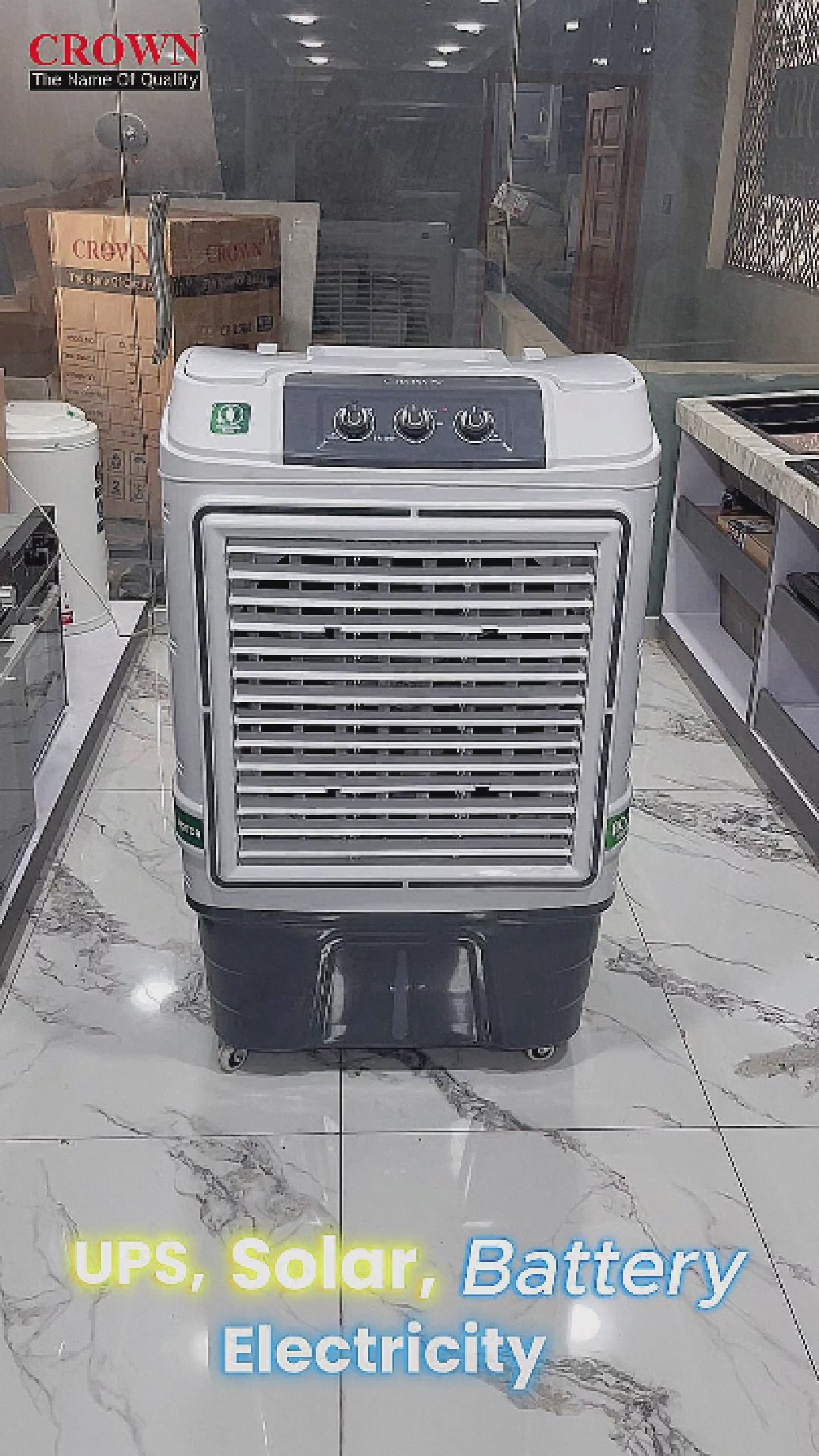 Crown Room Cooler CR-2000 – Powerful AC/DC Air Cooler with High Airflow, Energy Efficient Motor & 1-Year Brand Warranty ✅